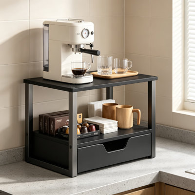 Support pour imprimante de bureau, table à deux niveaux avec tiroir en tissu non tissé, organisateur de bureau multifonctionnel pour la maison ou le bureau, tablette de rangement ouverte sous le bureau