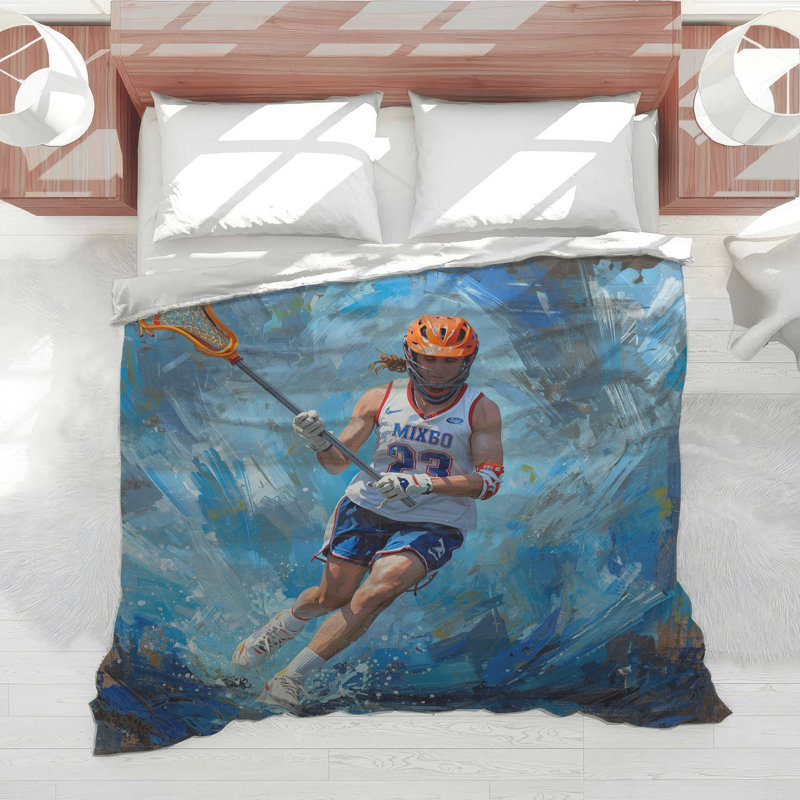 Lacrosse Player Action Comforter, Twin