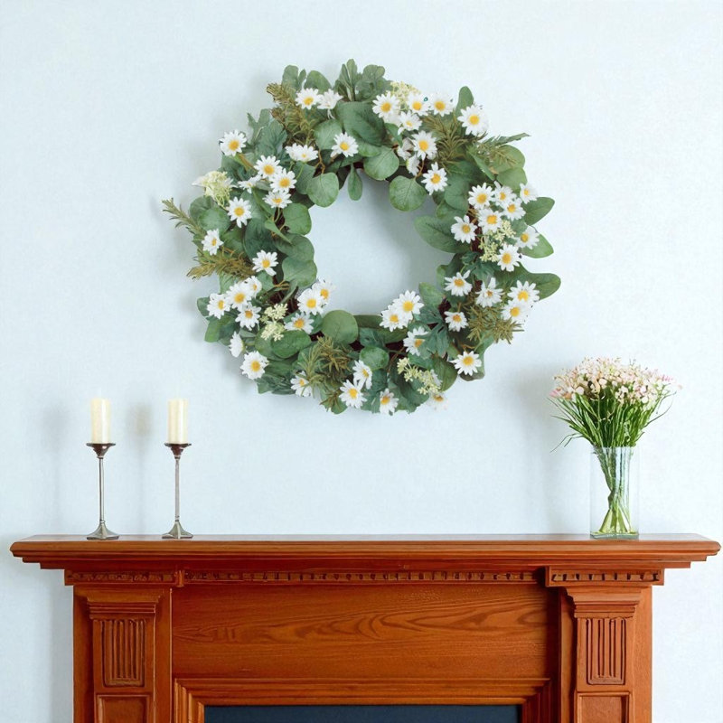 Couronne artificielle 23 po blanche et verte