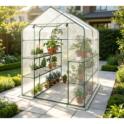 Heavy Duty 6-Tier Walk-In Greenhouse for Outdoor/Indoor Use – 12 Shelves, Sturdy PE Cover, Mesh Door & Screen Windows – Ideal for Flowers, Herbs, Seedlings, Vegetables – Transparent Color