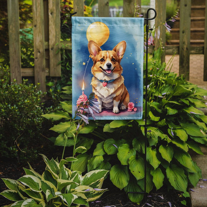 Drapeau de jardin «Happy Birthday», Corgi