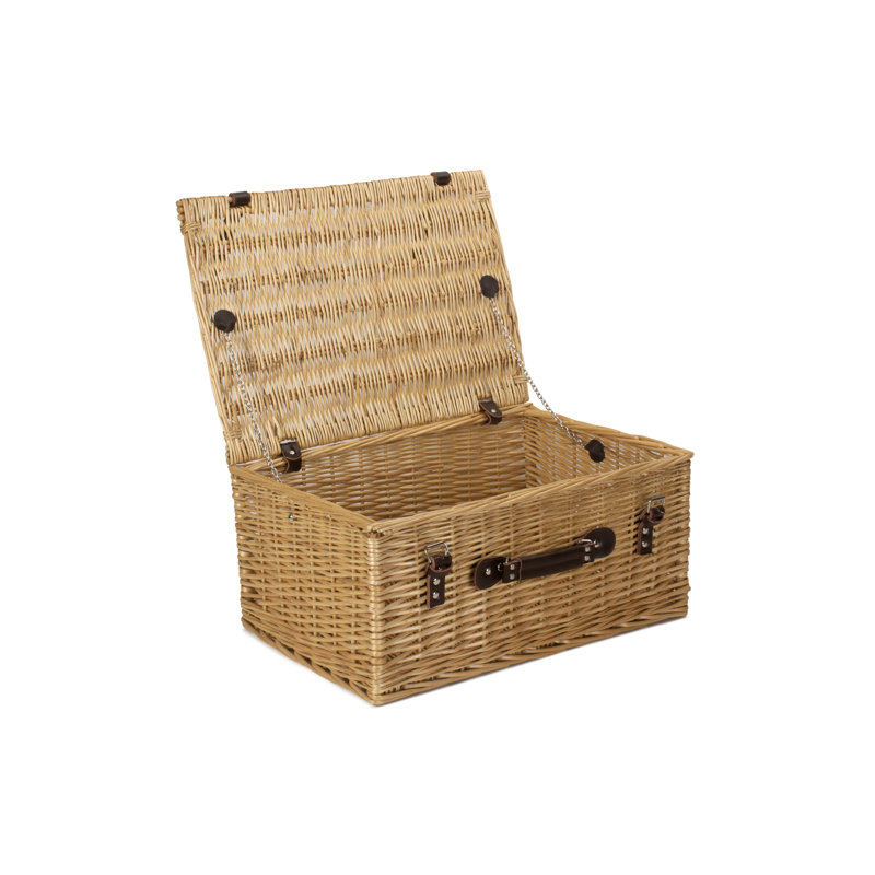 Wicker Empty Hamper Basket, 25cm H x 51cm W x 35cm D, Buff