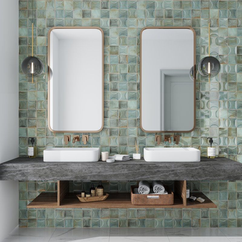 Antiek 3.94 in. x 3.94 in. Glossy Ceramic Square Wall and Floor Tile (6.48 sq. ft./case) (60-pack), Sage Green