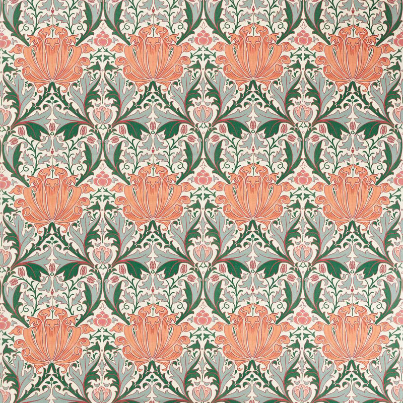 Morris & Friends Fabrics Helena Fabric, Peach/Teal
