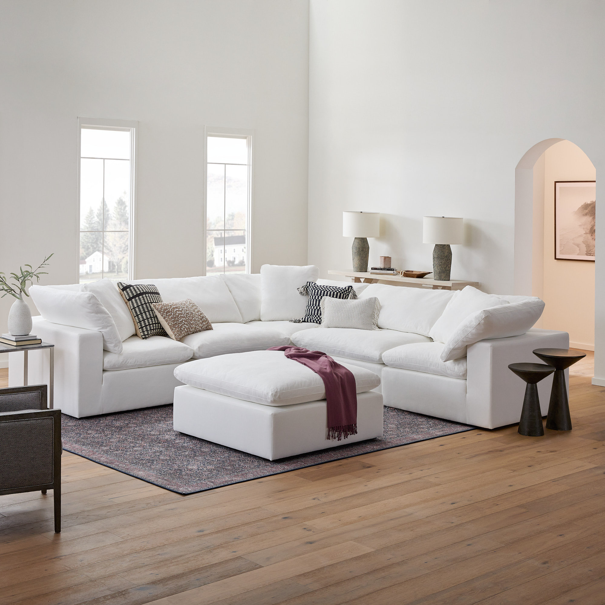 Calana Luxe 6-Piece Modular Sectional, Flannigan Cotton, 6 Piece