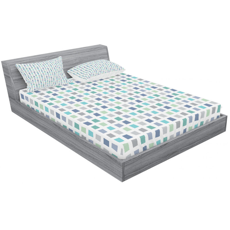 Minimalist Microfiber Patterned Fitted Sheet, Queen Fitted Sheet with 2 Pillowcases