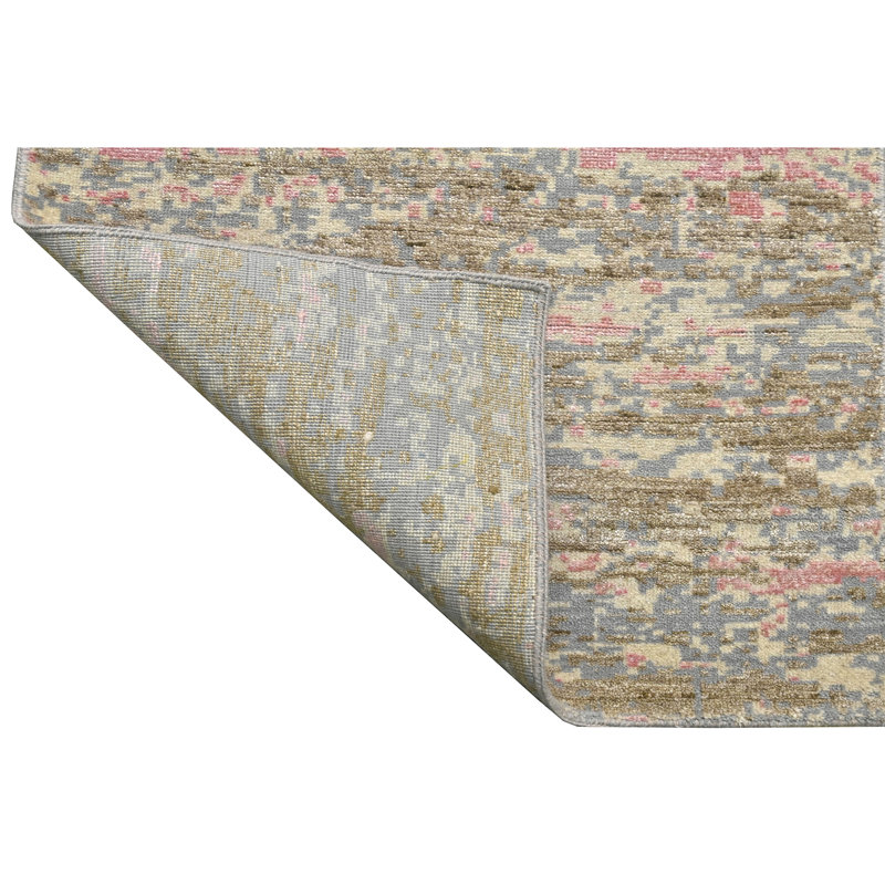 High-Quality Hand-Knotted Silver And Pink Area Rug