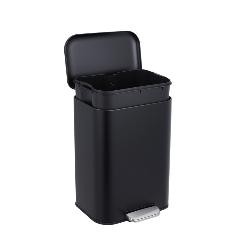 Poubelle de cuisine 5,2 gallons / 20 L, poubelle à marches avec couvercle à fermeture en douceur, bac de recyclage en acier inoxydable avec seau intérieur amovible, poubelle rectangulaire pour le salon, le bureau