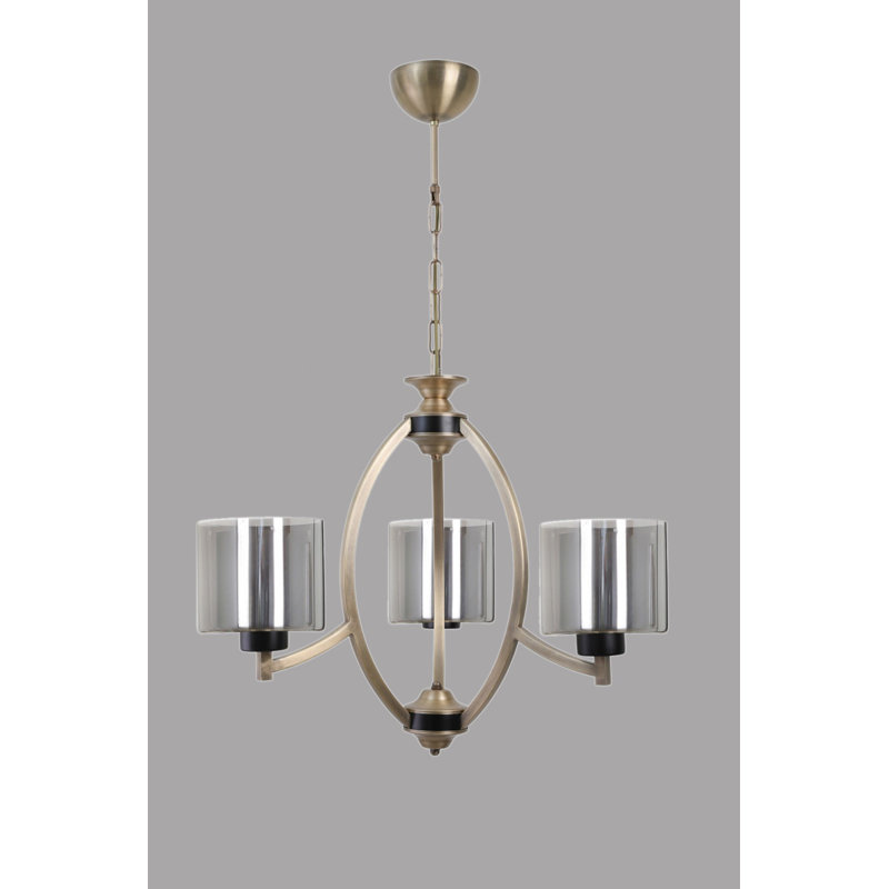 Lustre géométrique à 3 lumières Rivera, Argent, Or
