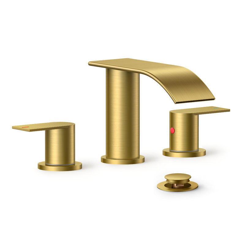 2-handle Bathroom Faucet with Drain Assembly, Brushed Gold