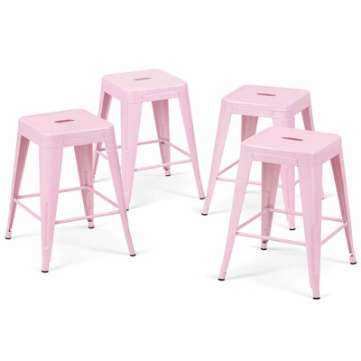 Backless Metal Bar Stools with Tool-Free Assembly and Space-Saving Design