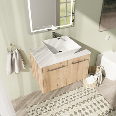 Meuble-lavabo simple mural 30 po avec comptoir en céramique