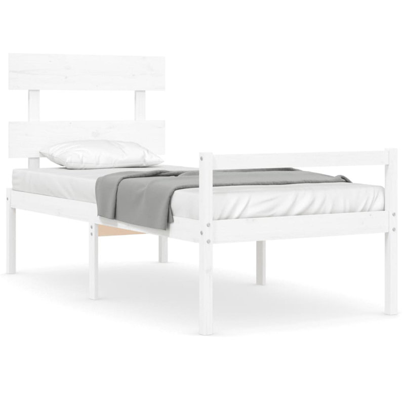 Anniki Solid Wood Bed, White, European Single (90 x 200cm)