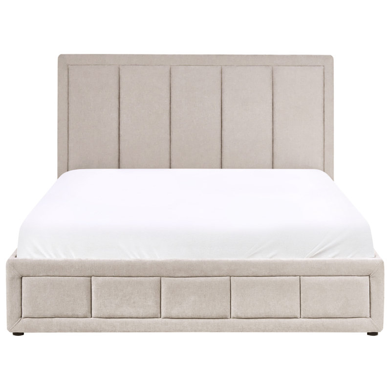 Upholstered Ottoman Storage Bed, Beige, Kingsize (160 x 200 cm)