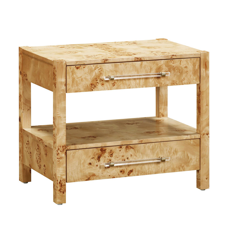 Table de chevet 2 tiroirs Omnie, Ronce naturel