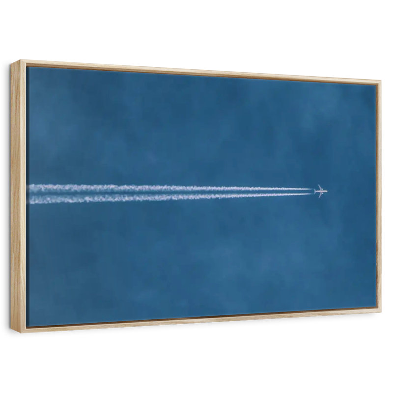 Avion au-dessus, 25 po x 17 po, Cadre flottant en bois naturel