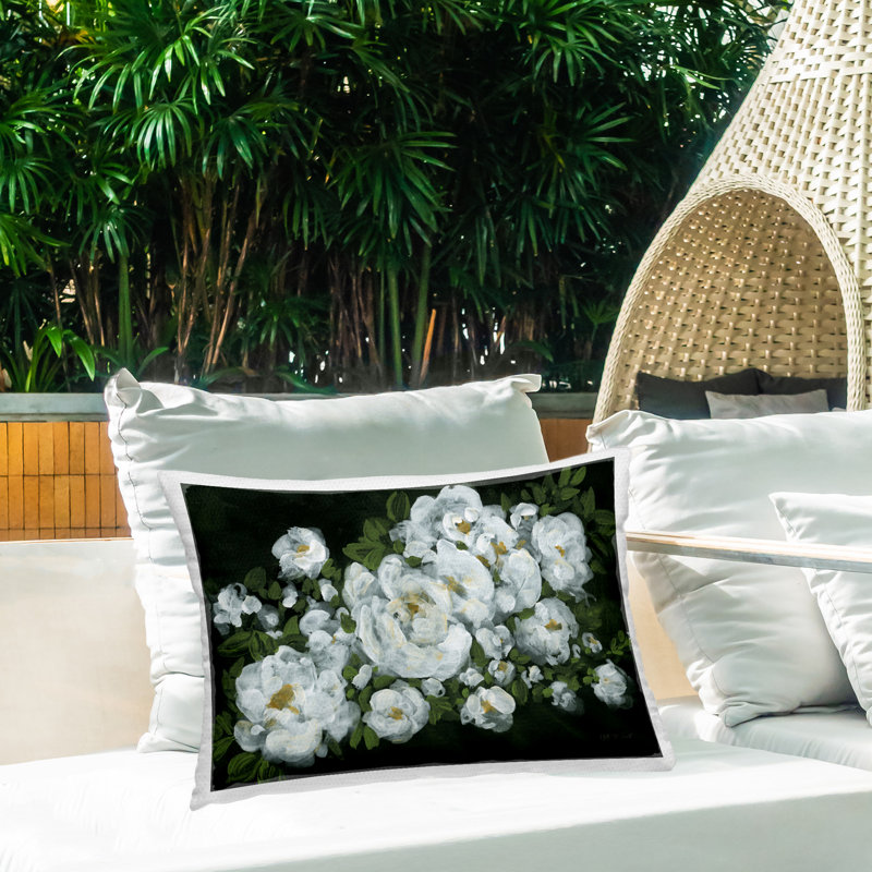 Coussin extérieur Midnight Blooming Roses