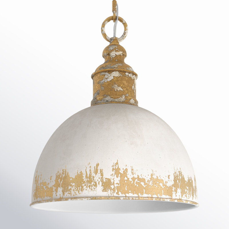 Luminaire suspendu simple à 1 lumière Avighna, Abat-jour ivoire antique