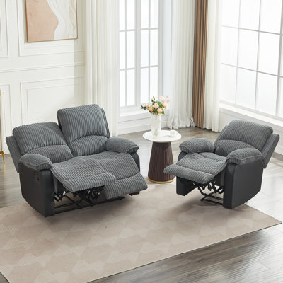 Reclining Sofa Sectional Recliner Plush Corduroy Couches Set Sofa