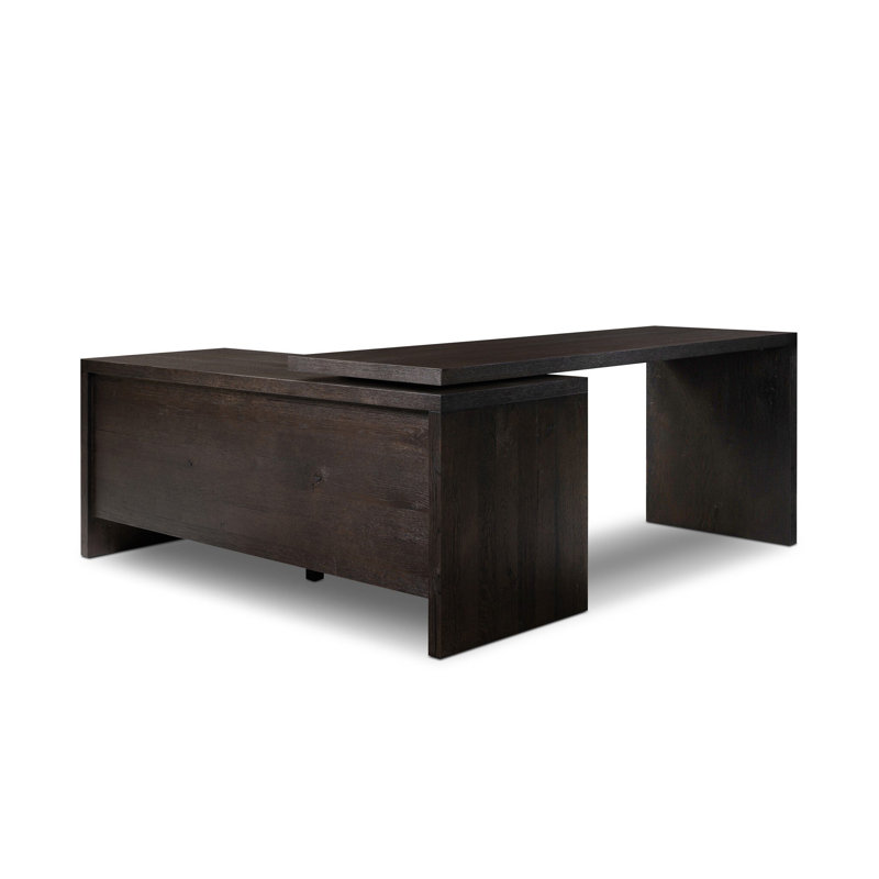 Noah Rotating Desk-Aged Smoked Oak, Smoked Black Resawn Oak