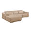 Canapé modulaire en L en cuir véritable 3 pièces beige avec 2 fauteuils inclinables et appuis-tête réglables-130816613-130816619