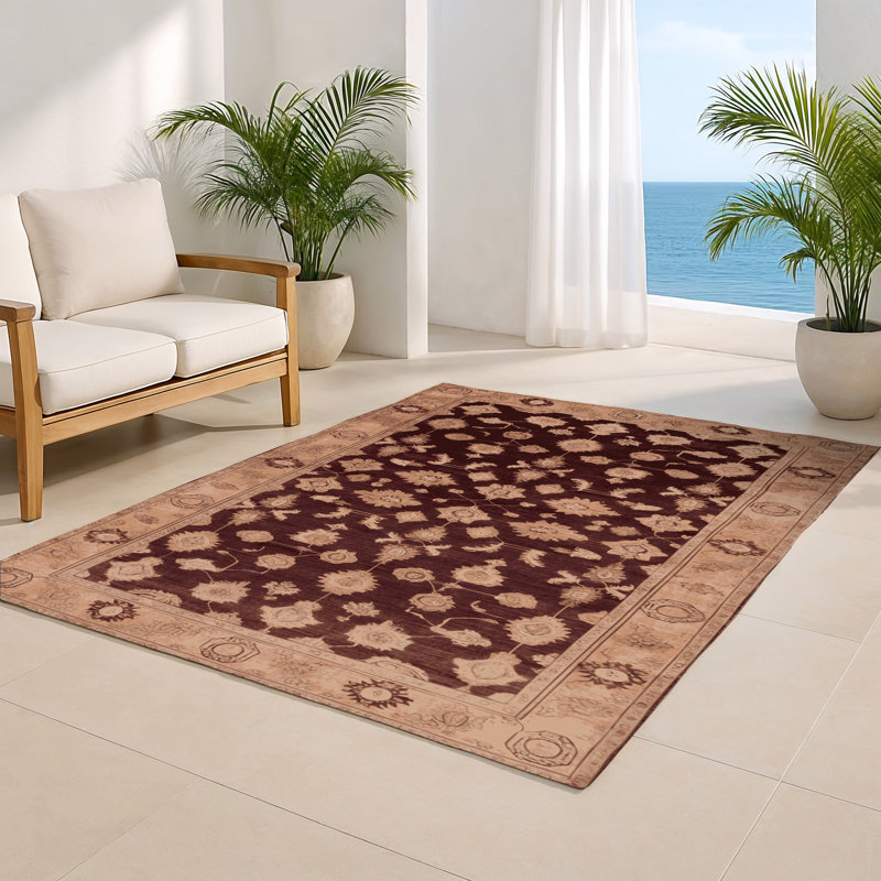 Tapis intérieur et extérieur brun Overdyed, Rectangulaire 2 pi x 3 pi