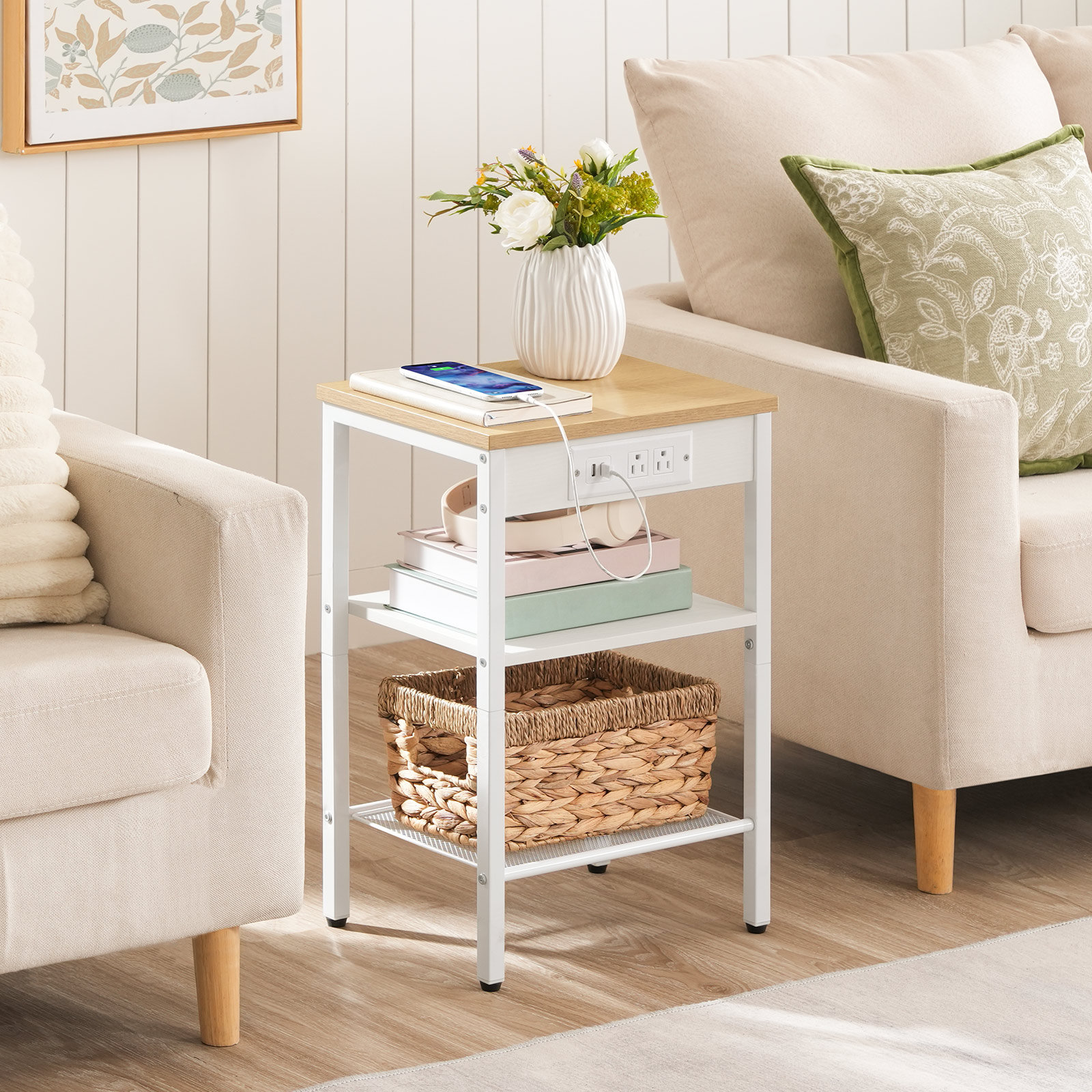 Table With Built In Outlet 17 Stories Romar 21.7'' Tall End Table with Built-In Outlets & Reviews ...