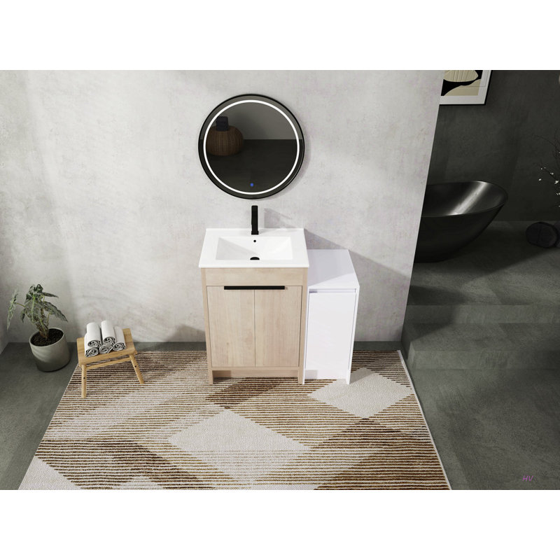 Meuble-lavabo autoportant de 36 pouces avec lavabo en céramique et armoires de rangement, porte à fermeture douce, armoire combinée, ensemble KD