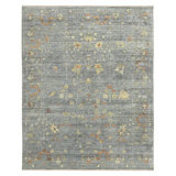 Jwell Wool Floral Area Rug in Gray