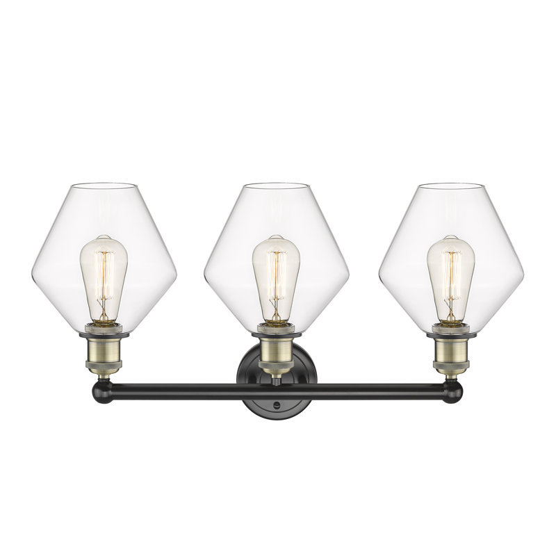 Éclairage pour meuble-lavabo 3 lumières Amylea, Clair, Laiton antique noir