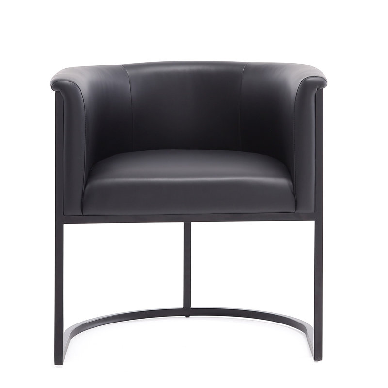 Fauteuil rembourré en similicuir Virgil, Noir