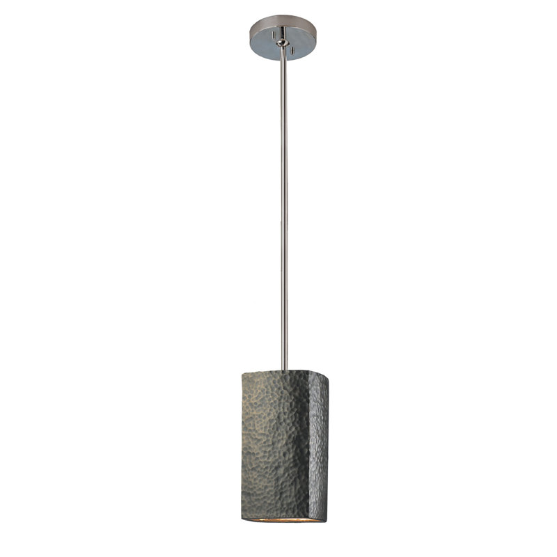 Luminaire suspendu carré 1 lumière Radiance, Chrome poli, Laiton martelé