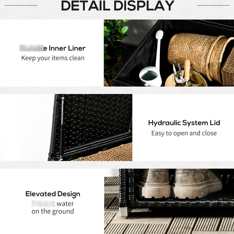 Outdoor Deck Area Storage For Tools - Keep Your Neat In Black By House Garden Tools, Pool , Towels & Shoes