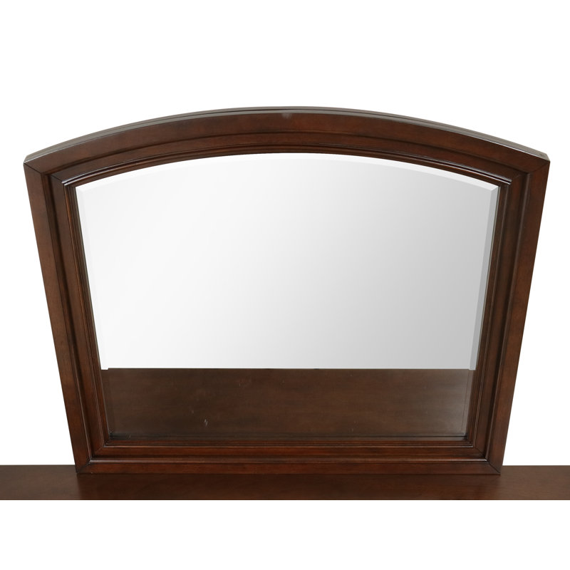 Manlius Traditional Beveled Dresser Mirror, Rustic Cherry