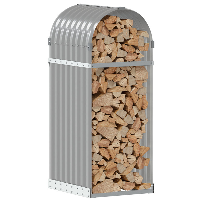 Porte-bûches en acier galvanisé 15,7 po x 17,7 po x 39,4 po, Gris clair