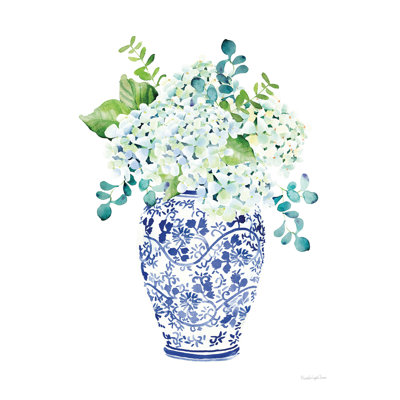 «Chinoiserie Hydrangea II» par Mercedes Lopez Charro, reproduction sur toile tendue