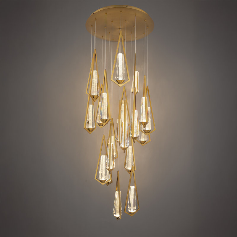 Devotion Crystal LED Multi-Light Pendant, 21 Lights, Aged Brass, 18" H x 26" W x 26" D