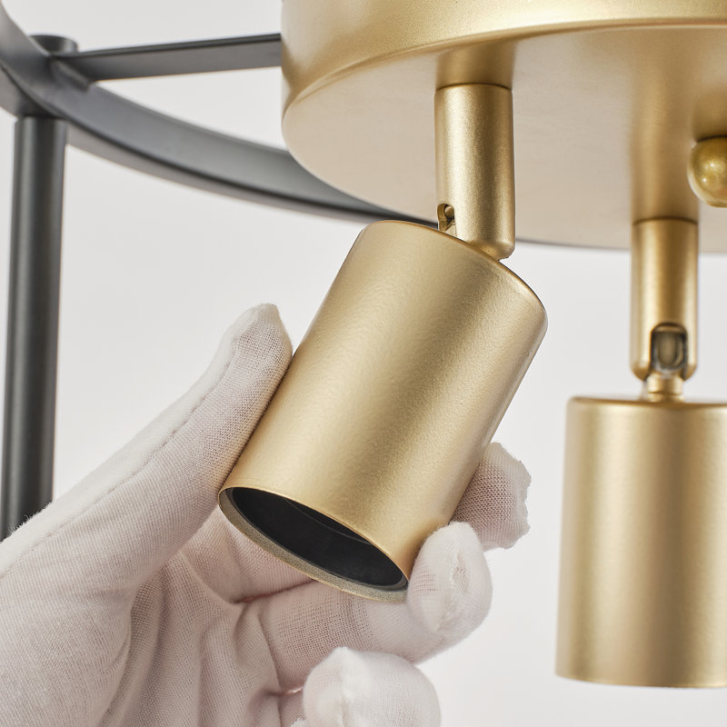 Plafonnier semi-encastré industriel à 3 lumières avec cage géométrique à intensité variable