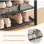 Banc à chaussures à 3 niveaux avec siège à coussin en polyuréthane, tablettes en maille métallique, range-chaussures autoportant pour hall d'entrée, brun