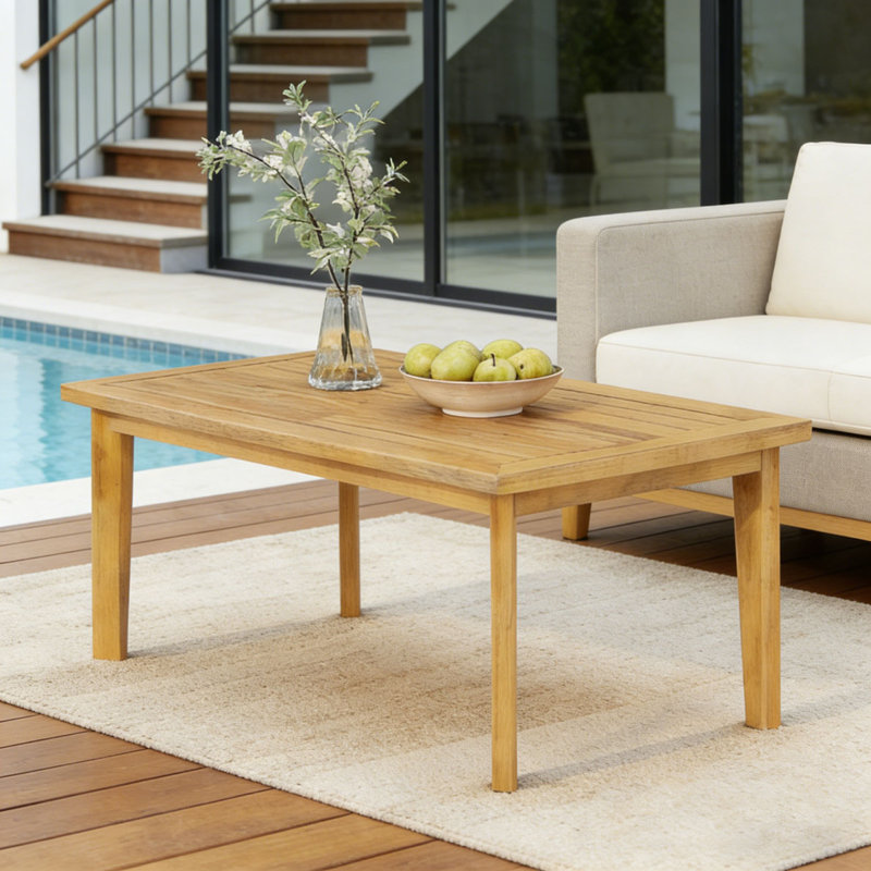 Table basse d'extérieur en bois d'acacia