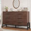 Commode 6 tiroirs en chêne naturel. Armoire de rangement autoportante en bois de 52 pouces pour le salon. Chambre à coucher. ou zone d'entrée