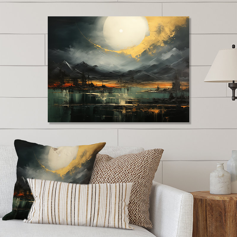 Gris et jaune, paysage de montagne abstrait V - paysage abstrait, art mural en métal, H 12 po x l 20 po x P 1 po