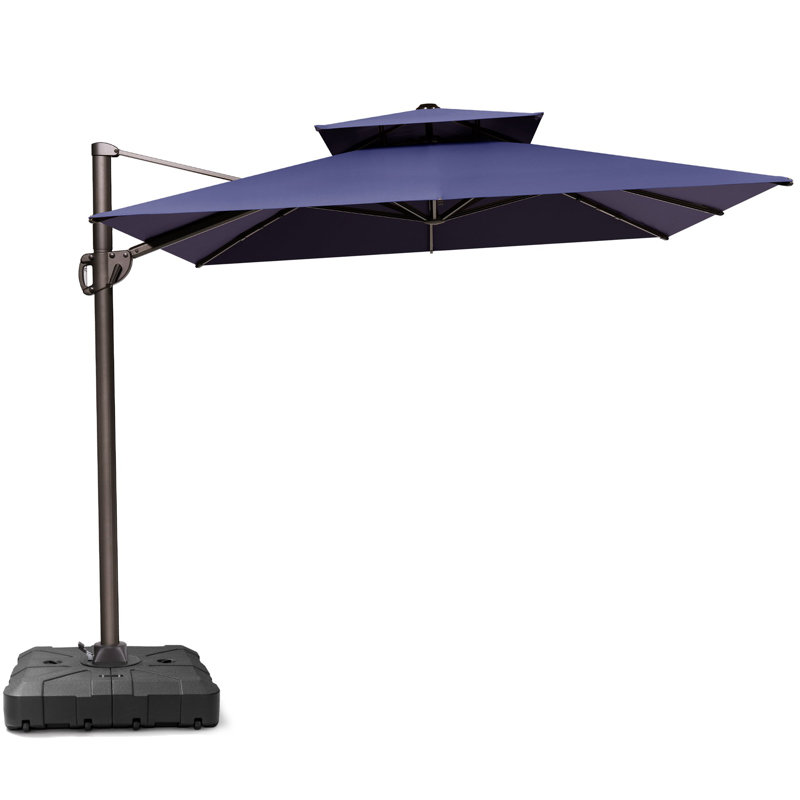 Parasol en porte-à-faux de patio 9 x 12 pi avec base lestée, Marine