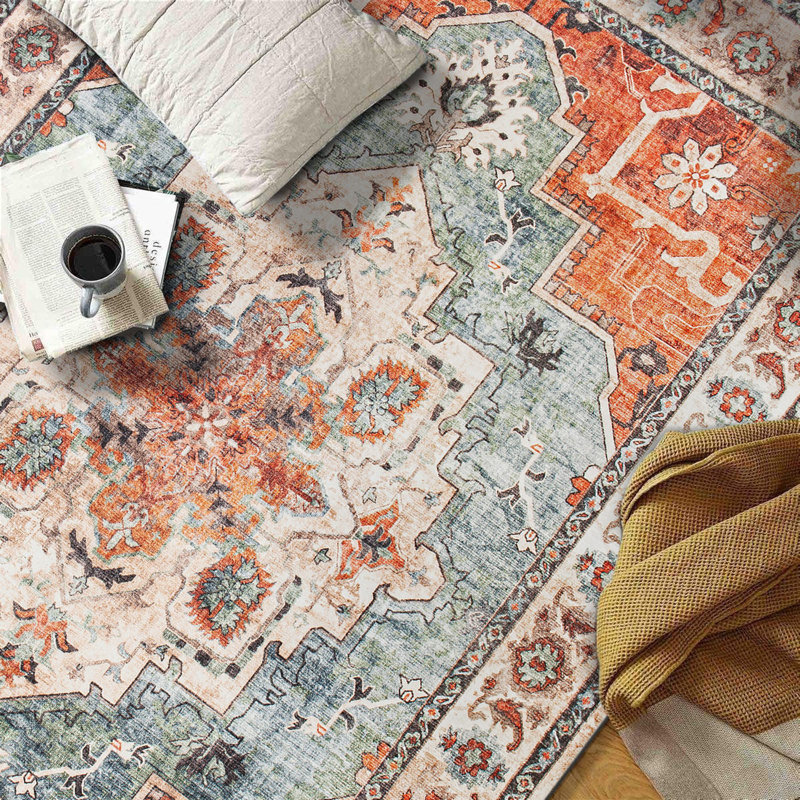 Tapis lavable antidérapant Transitional Medallion, Rectangle 7 pi 10 po x 10 pi