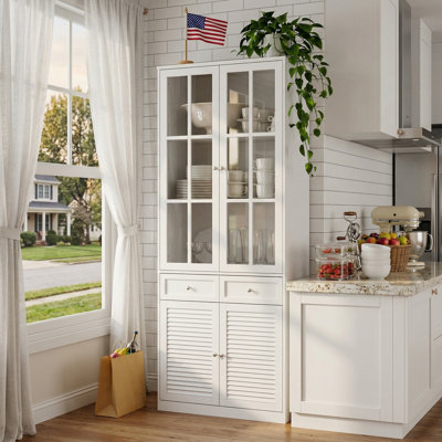 Mithusa 5 Shelves Kitchen Pantry Dining Cabinet With 2 Drawers