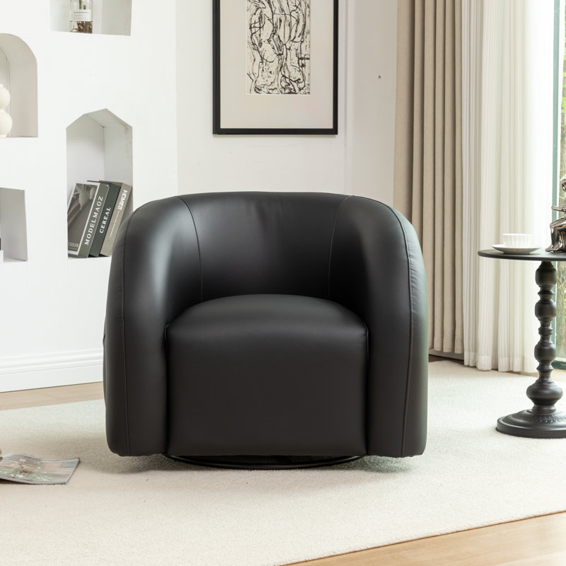 Fauteuil demi-tonneau pivotant rembourré Coyle, Noir