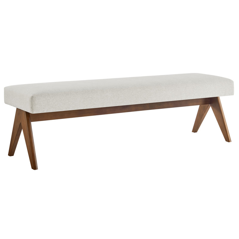 Lyra Fabric Upholstered Bench, 18.50"H x 63"W x 18"D, Ivory