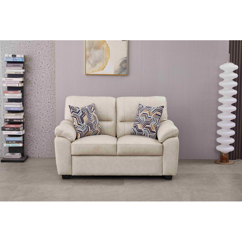 Causeuse en similicuir de 58,7 po de largeur, Beige