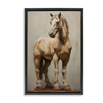 Magnifique jument debout sur toile encadrée dorée par Petal Prints Design
