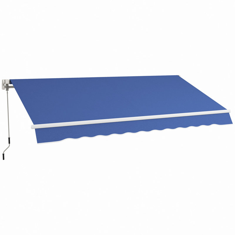Patio Retractable Awning, Manual Exterior Sun Shade Deck Window Cover,Sunshade Conapy, 59" H x 141.75" W x 118" D, Blue
